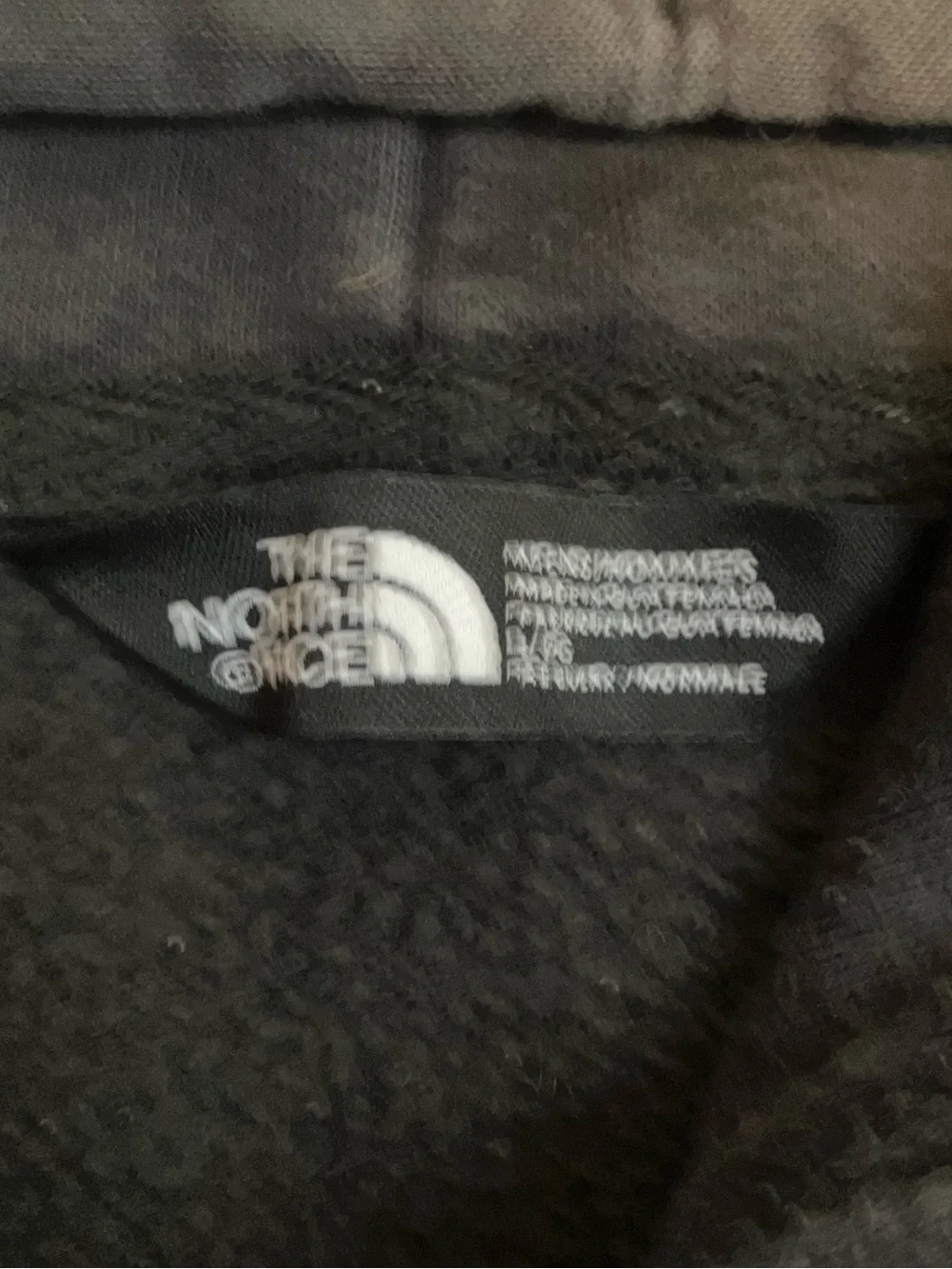 The North Face Hoodie Sweatshirt Men's L Large Black Gray Graphic Print Used